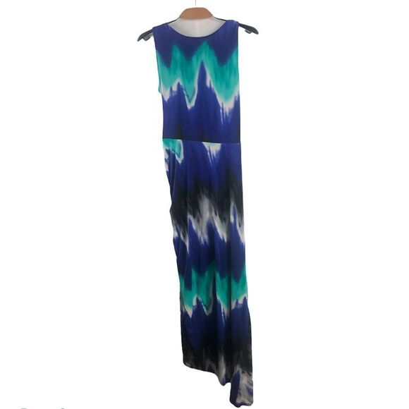 BIANCA Nygard Twist Knot Multi Blue Printed Stretch Maxi Dress Size S - Picture 3 of 6